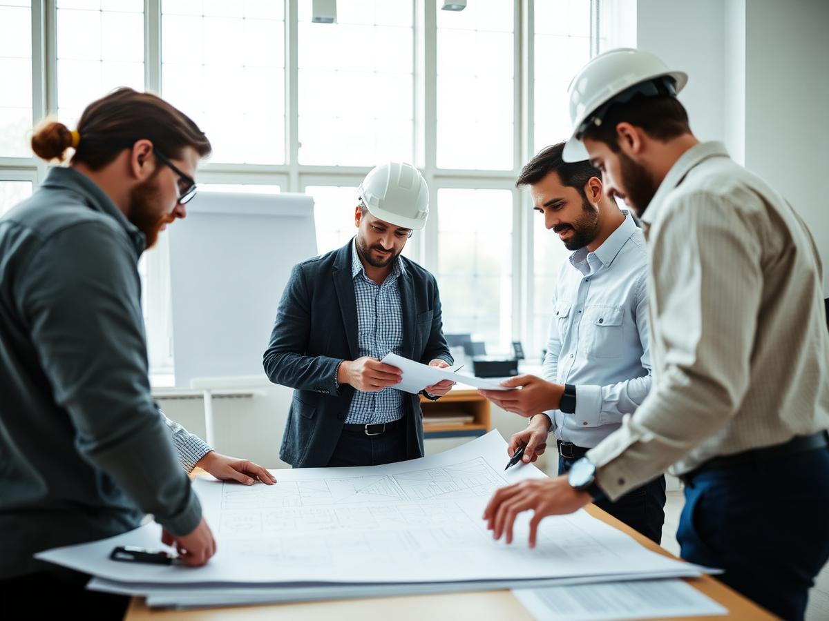 Architect hand-drawing detailed construction plans